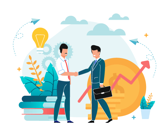 ビジネスマン同士が握手しているイラスト